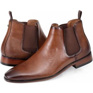 Tommy Hilfiger Sesame Chelsea Dress Leather Boots in Dark Natural Brown